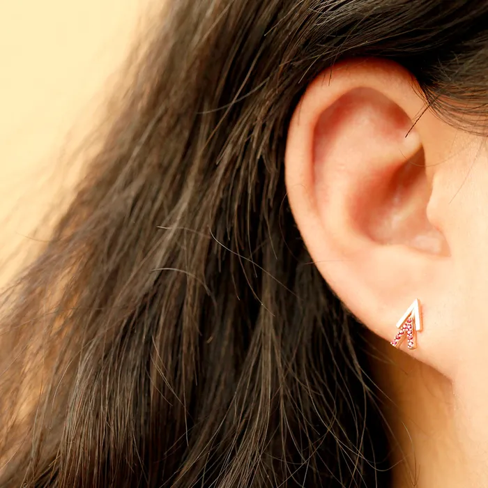 MinimalBijoux Earrings 14K Gold Edge Double V Shape Cartilage Earring 18G16G