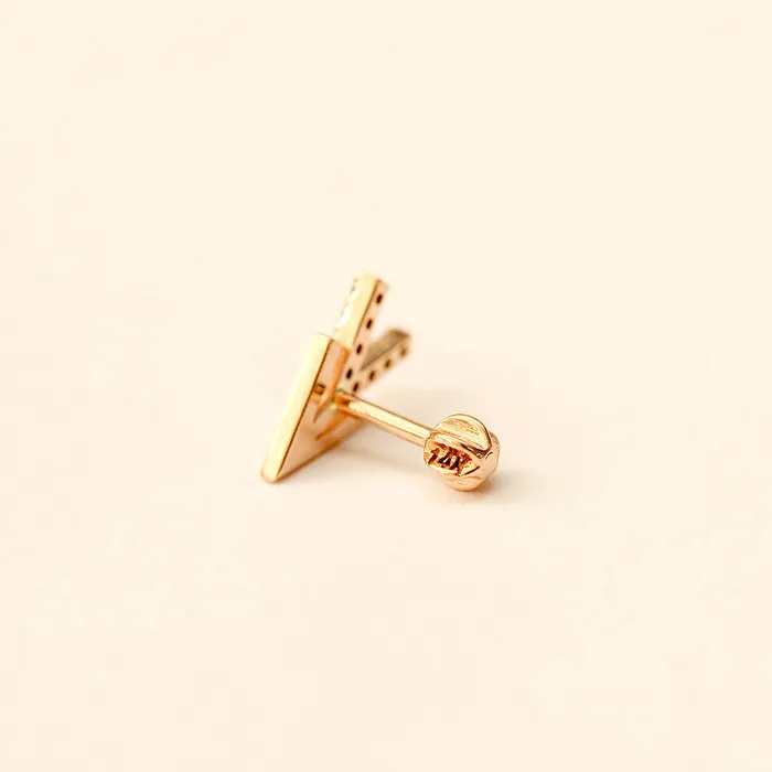 MinimalBijoux Earrings 14K Gold Edge Double V Shape Cartilage Earring 18G16G