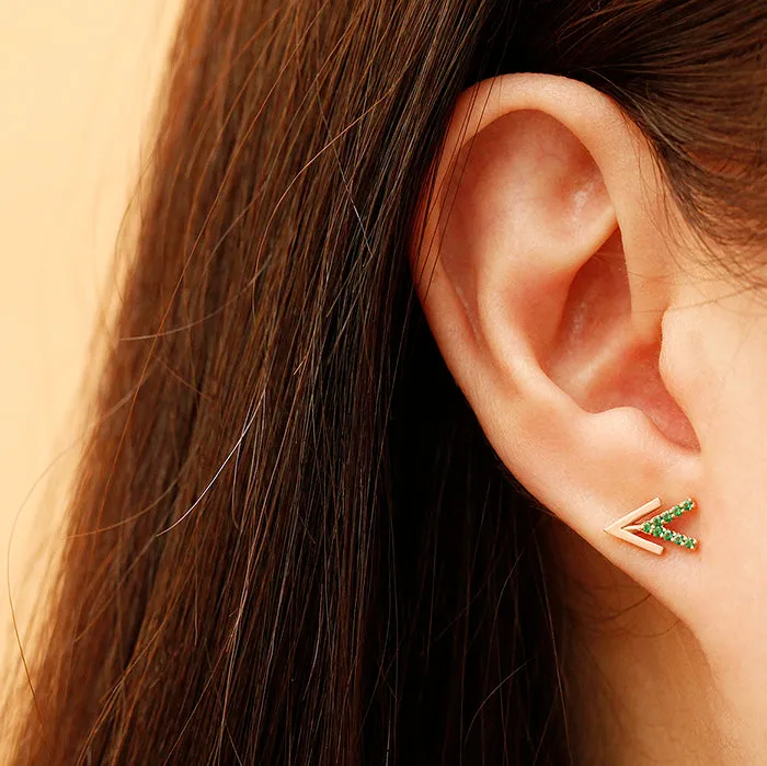 MinimalBijoux Earrings 14K Gold Edge Double V Shape Cartilage Earring 18G16G