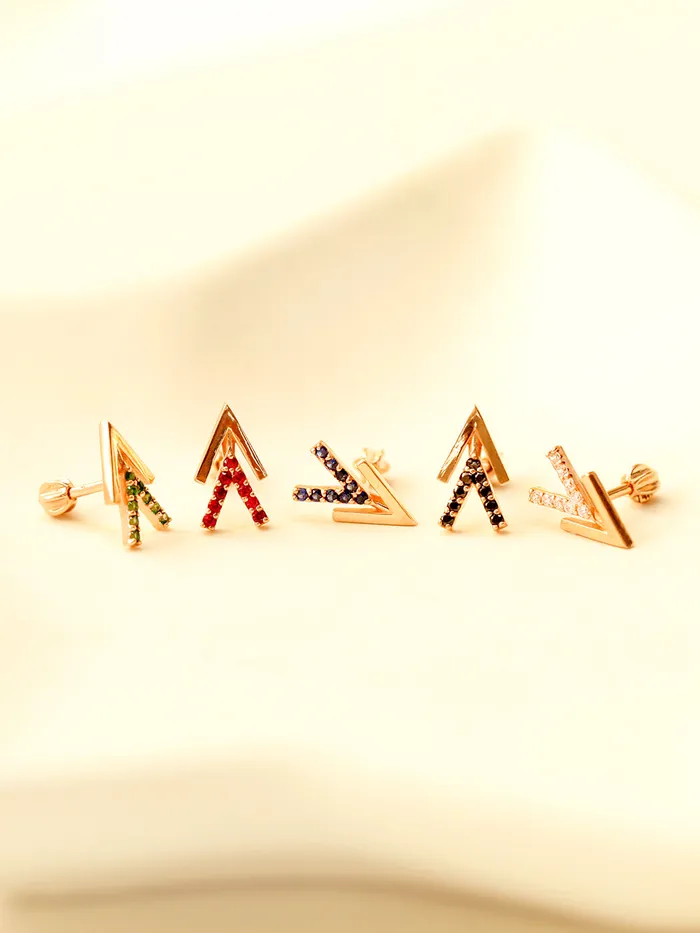 MinimalBijoux Earrings 14K Gold Edge Double V Shape Cartilage Earring 18G16G