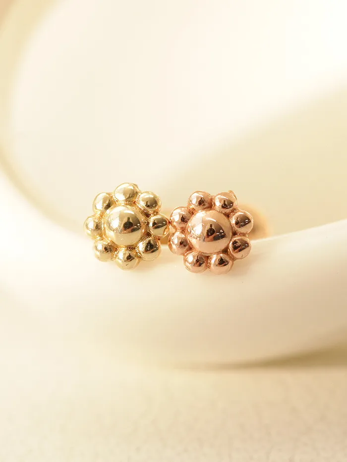 MinimalBijoux Earrings 14K Gold Mini Ball Flower Cartilage Earring 20G