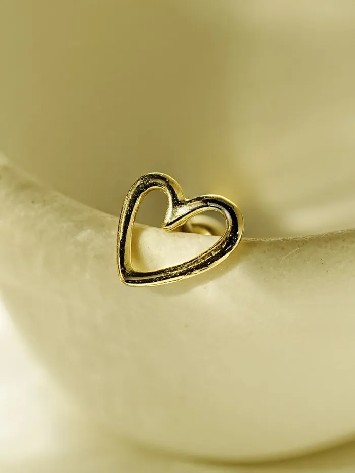 MinimalBijoux Earrings 14K Gold Oval Heart Cartilage Earring 20G
