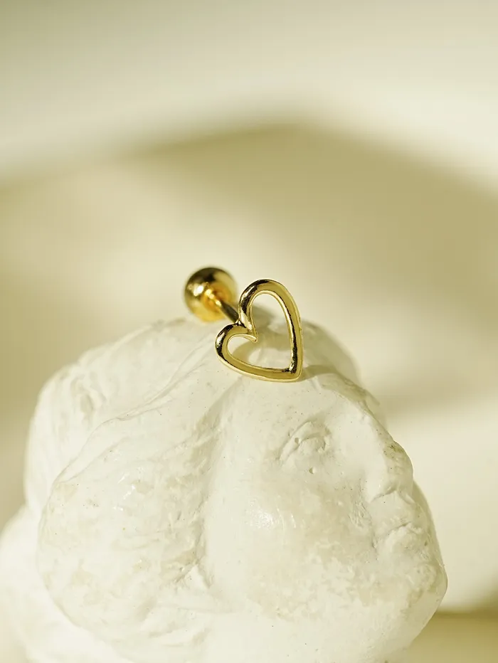 MinimalBijoux Earrings 14K Gold Oval Heart Cartilage Earring 20G