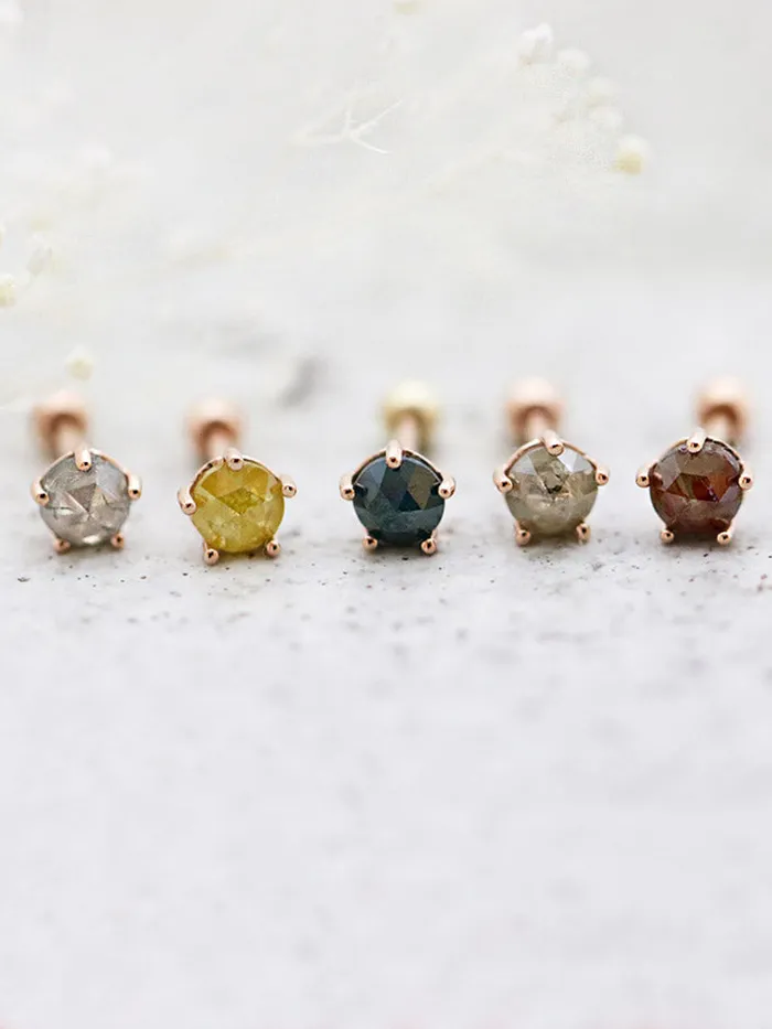 MinimalBijoux Earrings 14K Gold Rough Diamond Cartilage Earring 4mm 18g