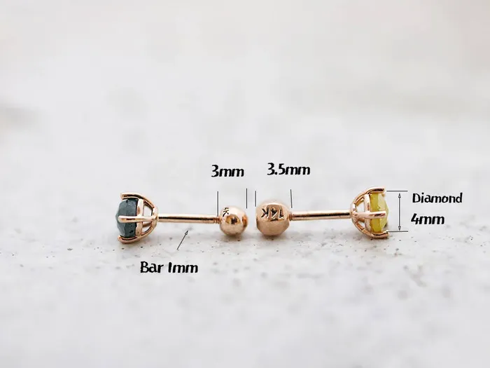 MinimalBijoux Earrings 14K Gold Rough Diamond Cartilage Earring 4mm 18g