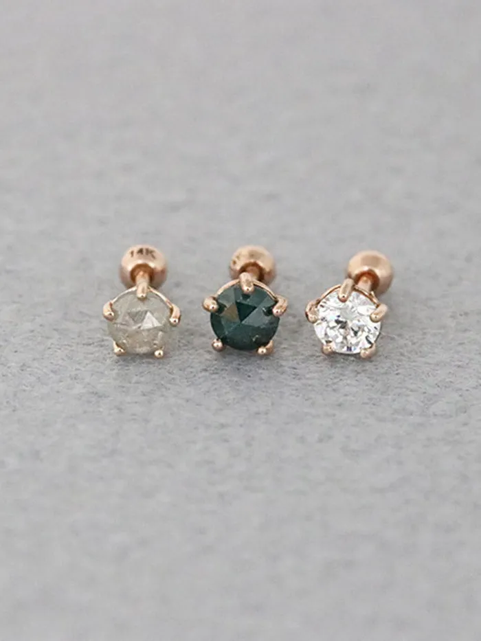 MinimalBijoux Earrings 14K Gold Rough Diamond Cartilage Earring 4mm 18g