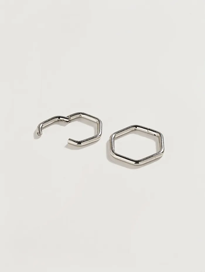 MinimalBijoux Earrings Simple Hexagon Lane Cartilage Ear Hoop Piercing 16G