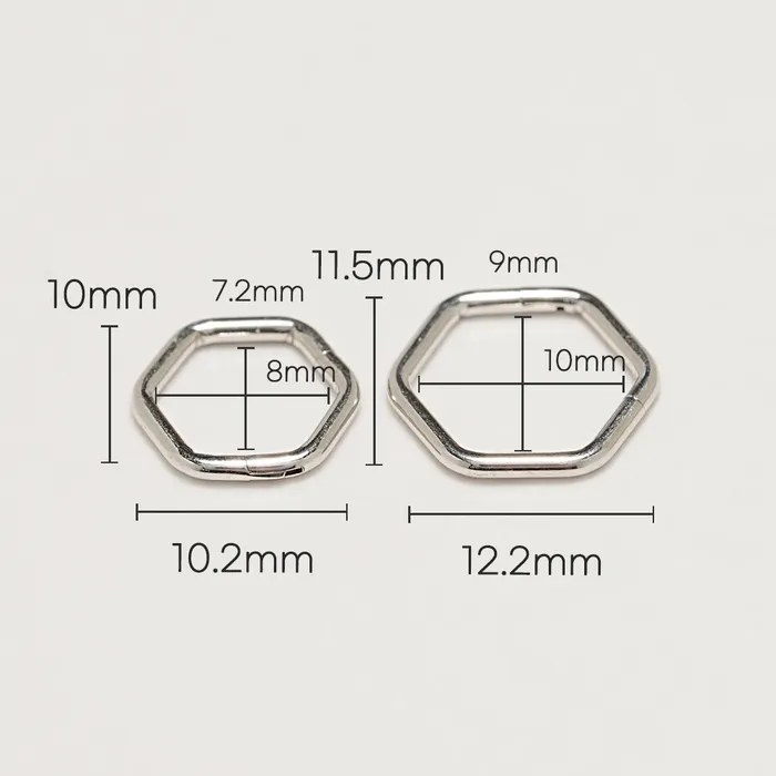 MinimalBijoux Earrings Simple Hexagon Lane Cartilage Ear Hoop Piercing 16G