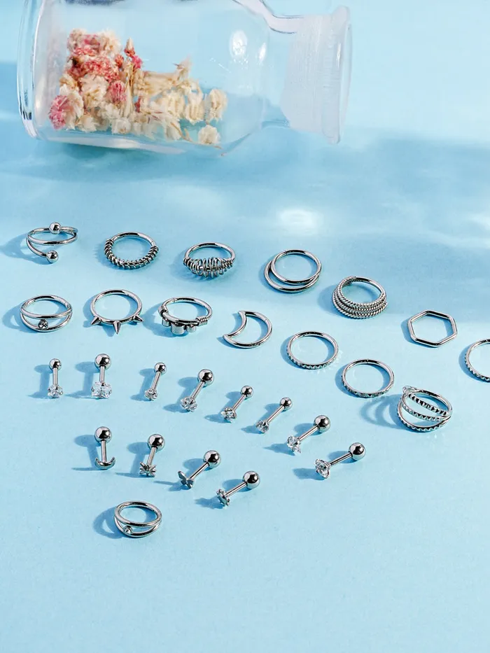 MinimalBijoux Earrings Simple Hexagon Lane Cartilage Ear Hoop Piercing 16G