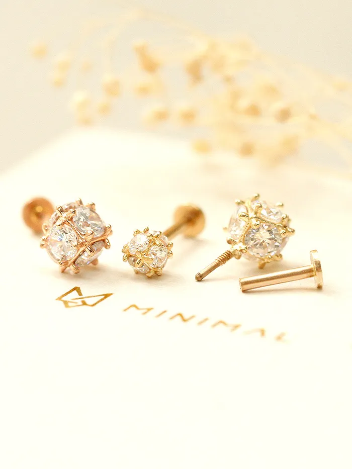MinimalBijoux PreStyled Sets 14K Gold Crystal Ball Internally Threaded Labret Piercing 18G16G MinimalBijoux PreStyled Sets 14K Gold Crystal Ball Internally Threaded Labret Piercing 18G16G