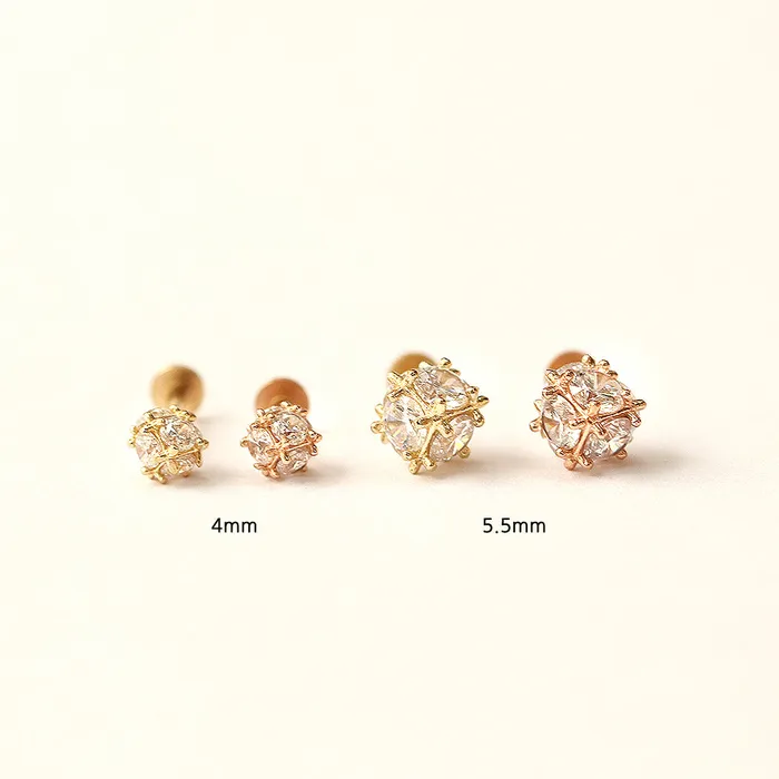 MinimalBijoux PreStyled Sets 14K Gold Crystal Ball Internally Threaded Labret Piercing 18G16G