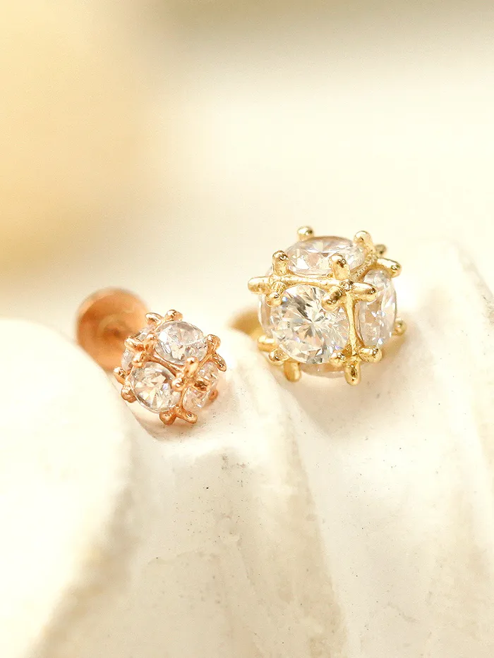MinimalBijoux PreStyled Sets 14K Gold Crystal Ball Internally Threaded Labret Piercing 18G16G