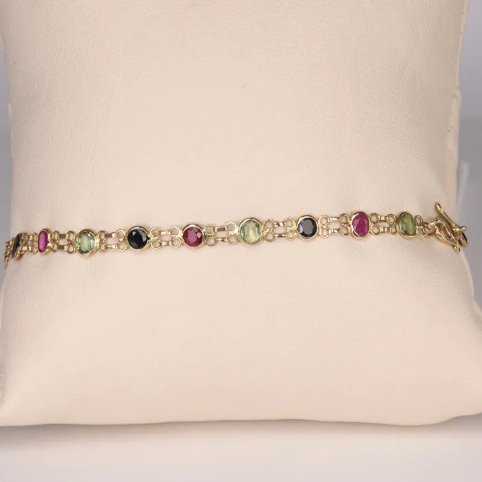 Moriartys Gem Art Bracelets 18K Yellow Gold Sapphire and Ruby Bracelet 250 Carats
