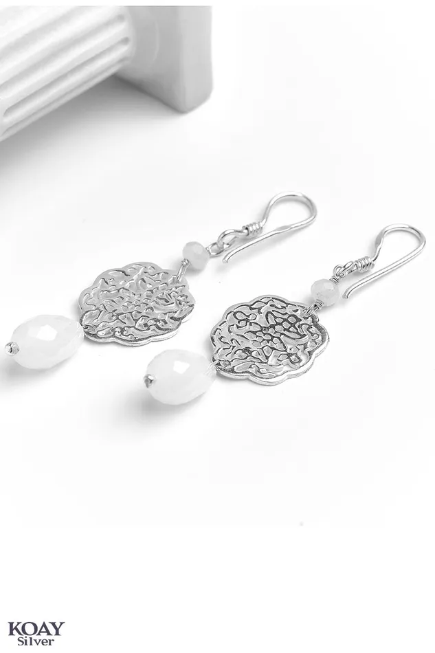 White Stones Earrings KOAY Silver Store Earrings
