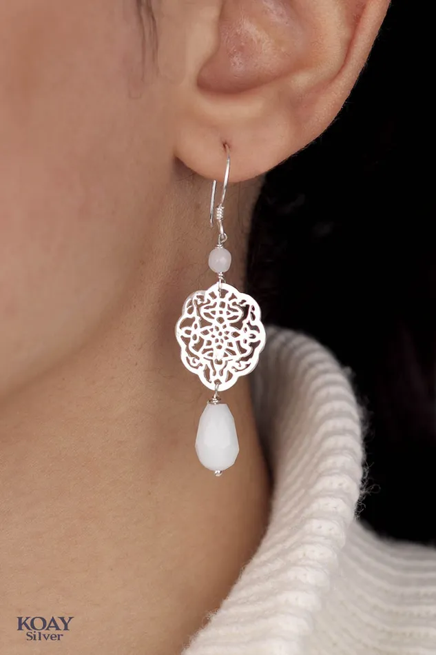 White Stones Earrings KOAY Silver Store Earrings