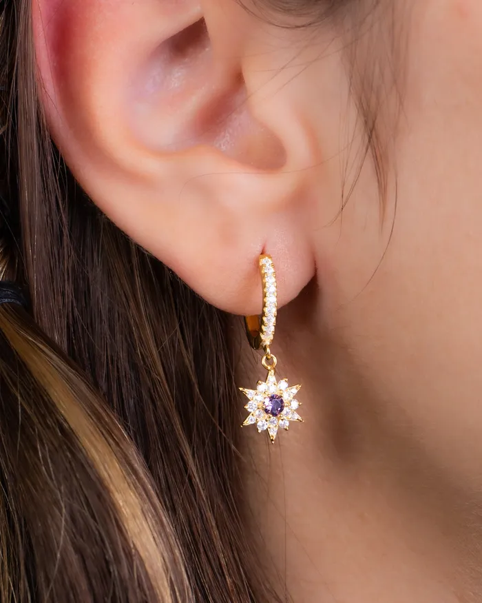 Zircon Northstar Hoop 04 Purple GP KOAY Silver Store Earrings