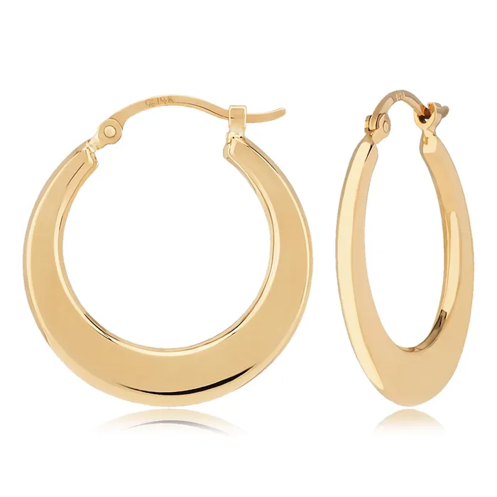 14k Gold PL Flat Hoop Earrings Carla Nancy B Earrings