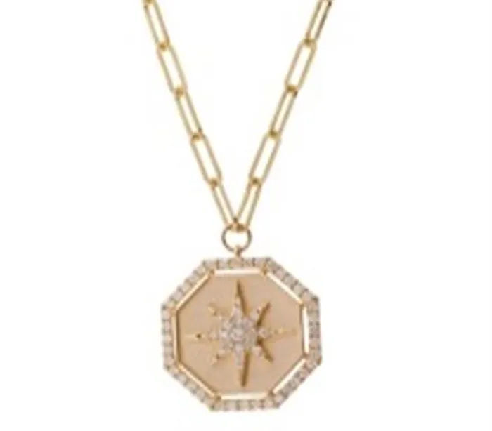 14K Yellow Gold Octagram Diamond Star Chain Link Pendant 50CTW Gems One Necklaces 14K Yellow Gold Octagram Diamond Star Chain Link Pendant 50CTW Gems One Necklaces