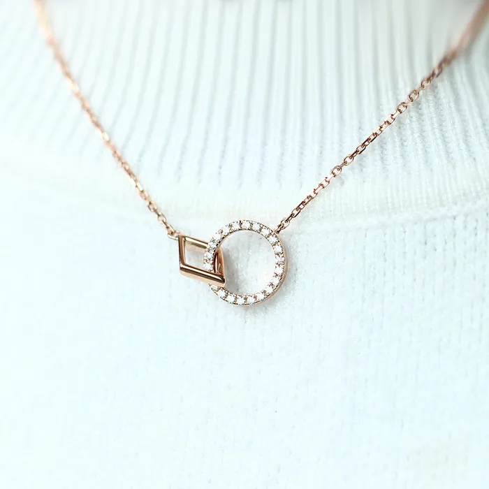 18k Rose Gold Interlocking Moissanite Necklace Luxus Moissanite Rings Jewelry Necklaces