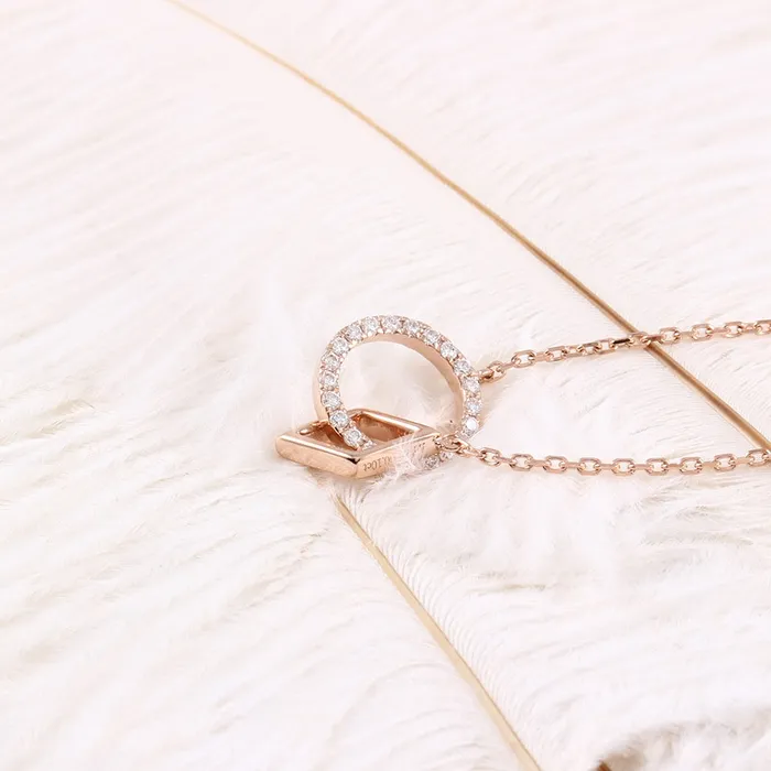 18k Rose Gold Interlocking Moissanite Necklace Luxus Moissanite Rings Jewelry Necklaces