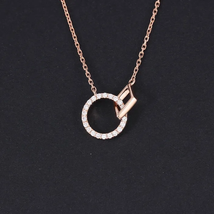 18k Rose Gold Interlocking Moissanite Necklace Luxus Moissanite Rings Jewelry Necklaces