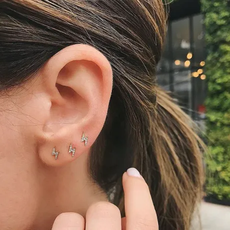 Diamond Mini Lightning Bolt Stud Earring EF Collection Earrings