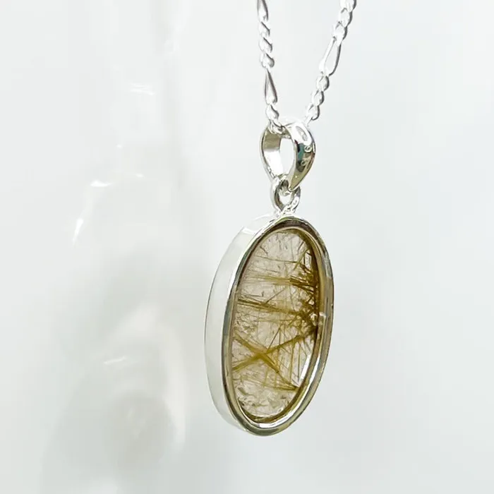 Magic Crystals Necklaces Golden Rutilated Quartz Sterling Silver Necklace