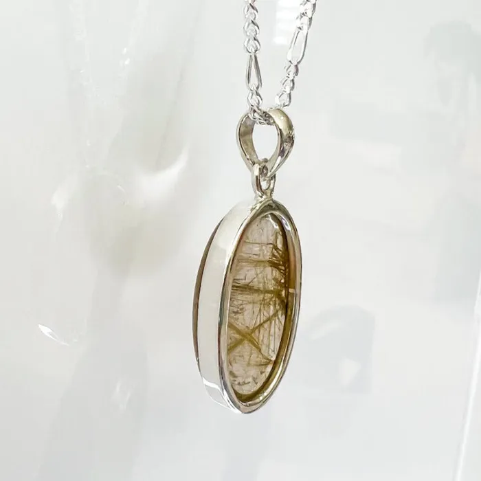 Magic Crystals Necklaces Golden Rutilated Quartz Sterling Silver Necklace