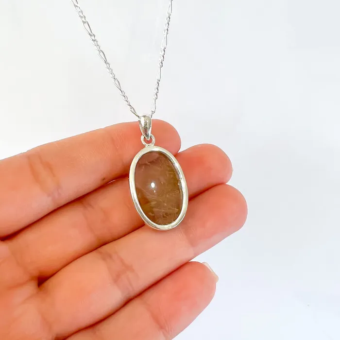 Magic Crystals Necklaces Golden Rutilated Quartz Sterling Silver Necklace