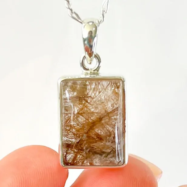 Magic Crystals Necklaces Golden Rutilated Quartz Sterling Silver Necklace