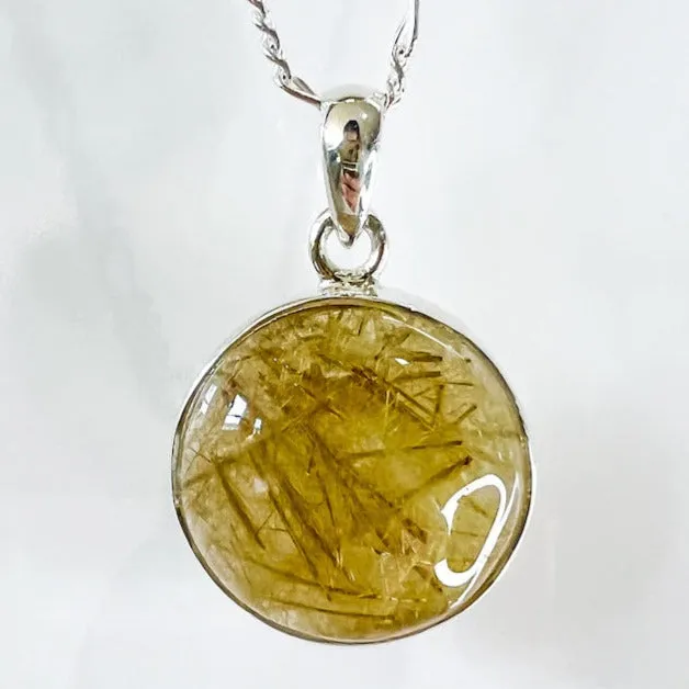 Magic Crystals Necklaces Golden Rutilated Quartz Sterling Silver Necklace