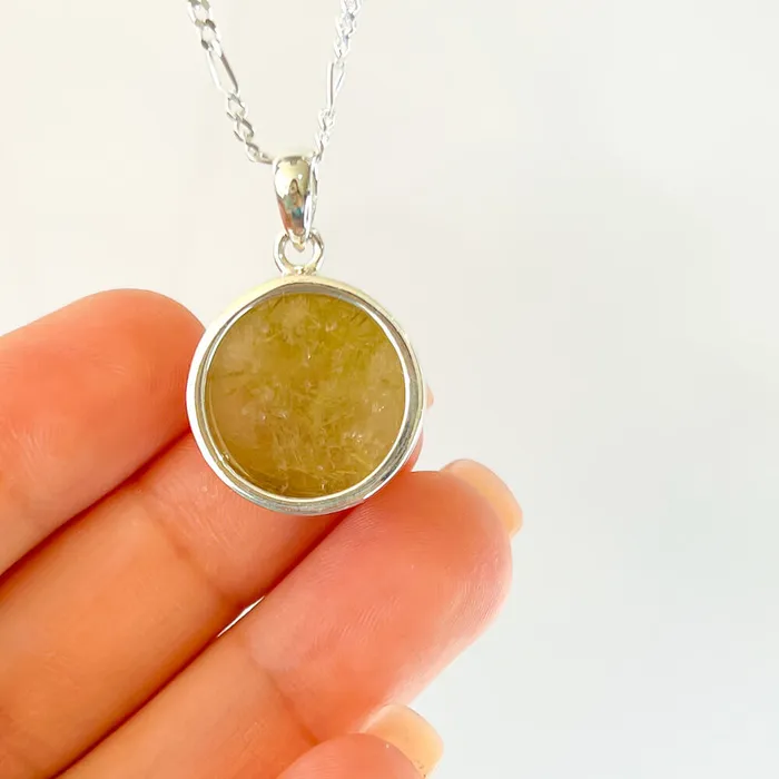 Magic Crystals Necklaces Golden Rutilated Quartz Sterling Silver Necklace