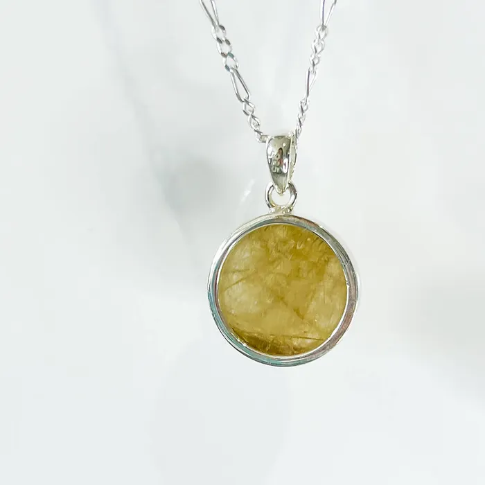 Magic Crystals Necklaces Golden Rutilated Quartz Sterling Silver Necklace