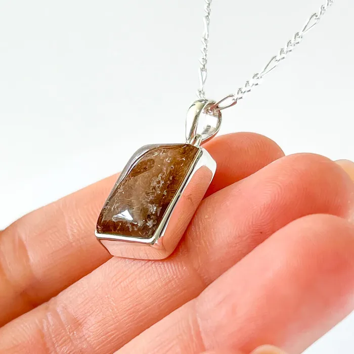 Magic Crystals Necklaces Golden Rutilated Quartz Sterling Silver Necklace