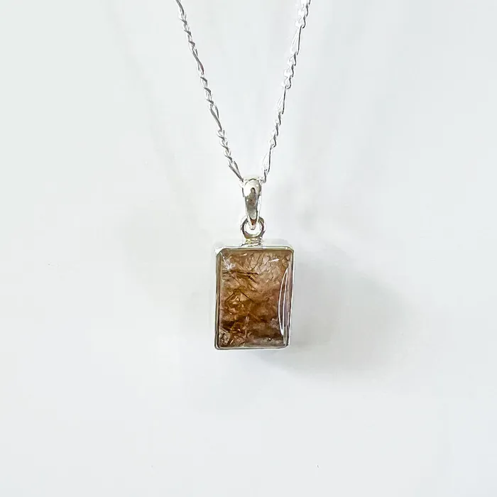 Magic Crystals Necklaces Golden Rutilated Quartz Sterling Silver Necklace