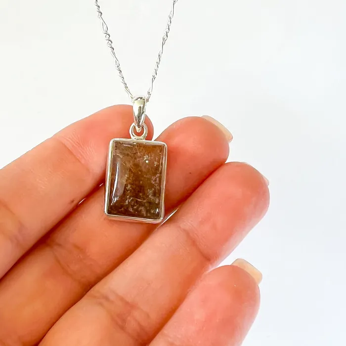 Magic Crystals Necklaces Golden Rutilated Quartz Sterling Silver Necklace