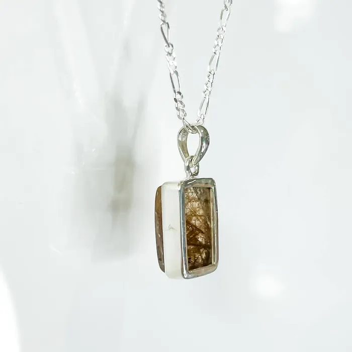 Magic Crystals Necklaces Golden Rutilated Quartz Sterling Silver Necklace