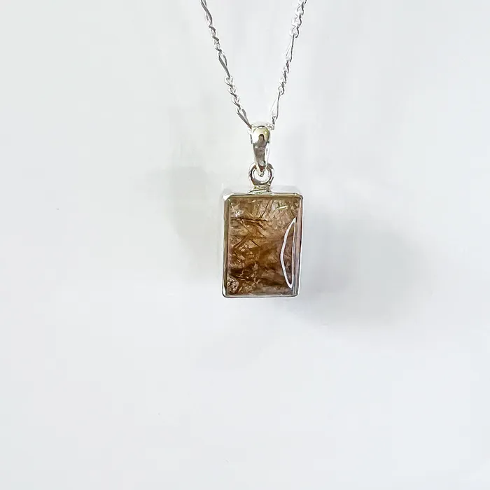 Magic Crystals Necklaces Golden Rutilated Quartz Sterling Silver Necklace