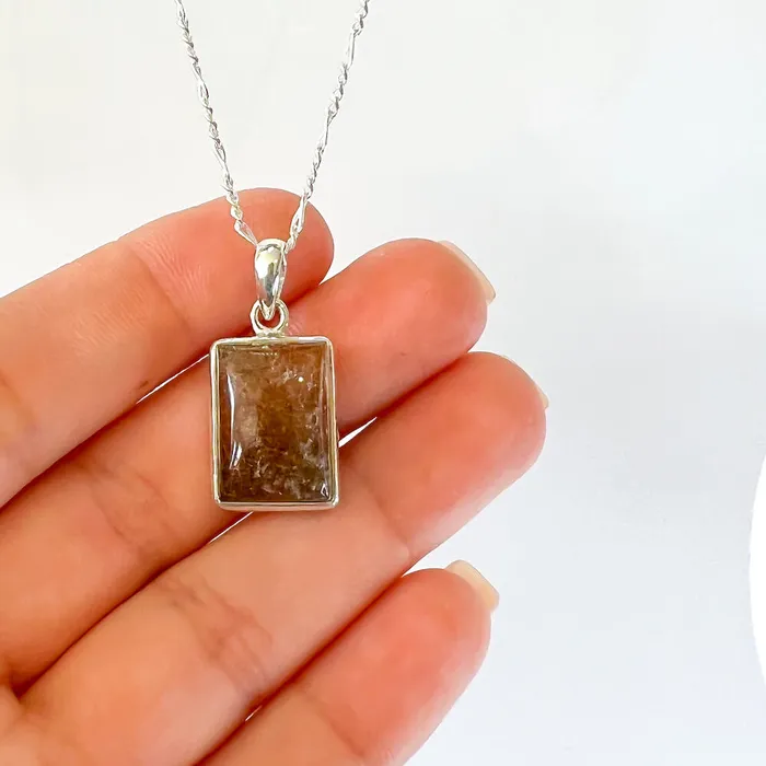 Magic Crystals Necklaces Golden Rutilated Quartz Sterling Silver Necklace