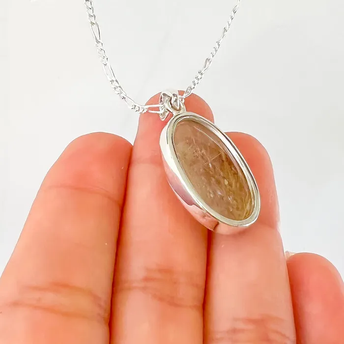 Magic Crystals Necklaces Golden Rutilated Quartz Sterling Silver Necklace