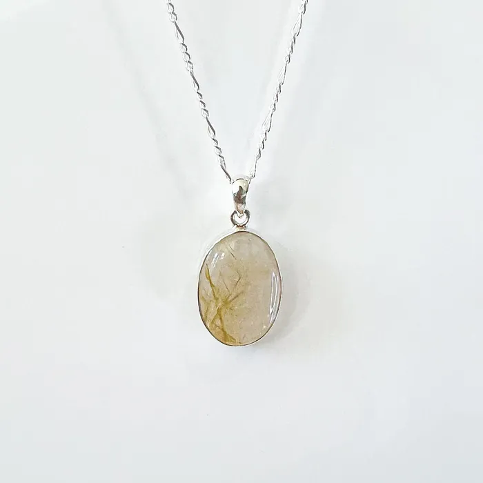 Magic Crystals Necklaces Golden Rutilated Quartz Sterling Silver Necklace