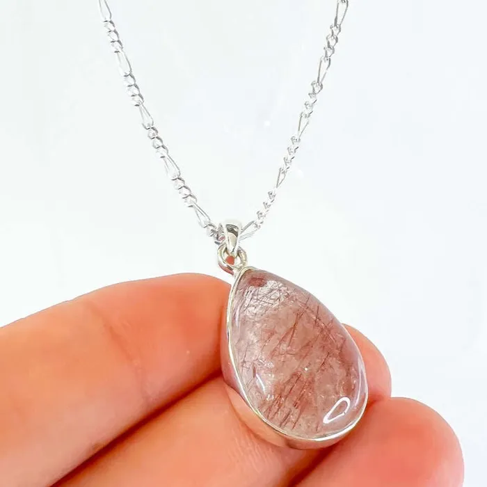 Magic Crystals Necklaces Golden Rutilated Quartz Sterling Silver Necklace