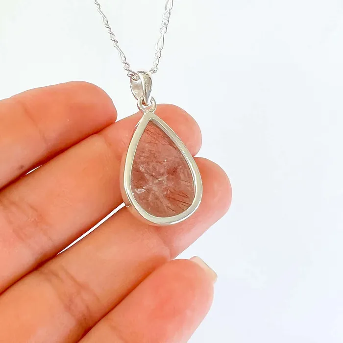 Magic Crystals Necklaces Golden Rutilated Quartz Sterling Silver Necklace