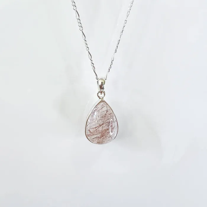 Magic Crystals Necklaces Golden Rutilated Quartz Sterling Silver Necklace