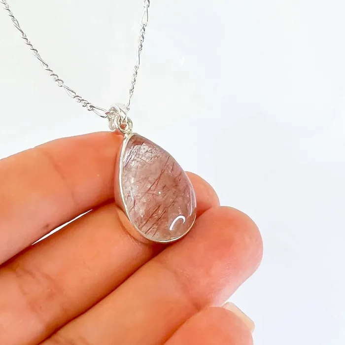 Magic Crystals Necklaces Golden Rutilated Quartz Sterling Silver Necklace