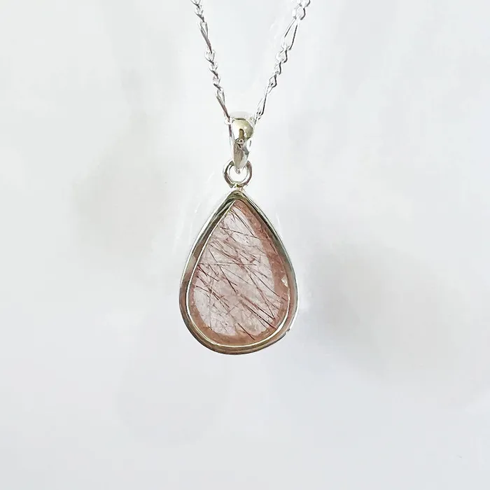 Magic Crystals Necklaces Golden Rutilated Quartz Sterling Silver Necklace