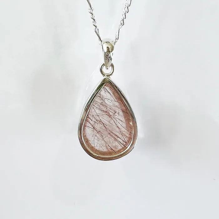 Magic Crystals Necklaces Golden Rutilated Quartz Sterling Silver Necklace