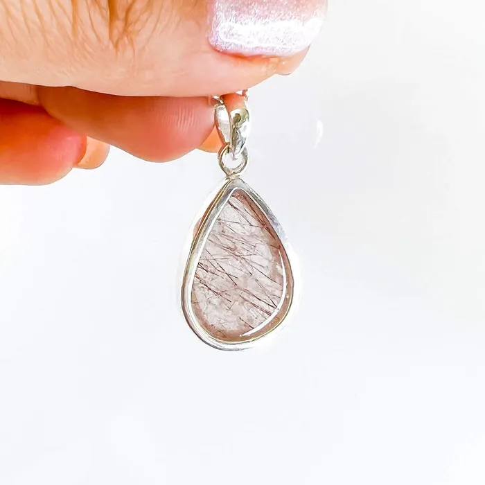 Magic Crystals Necklaces Golden Rutilated Quartz Sterling Silver Necklace