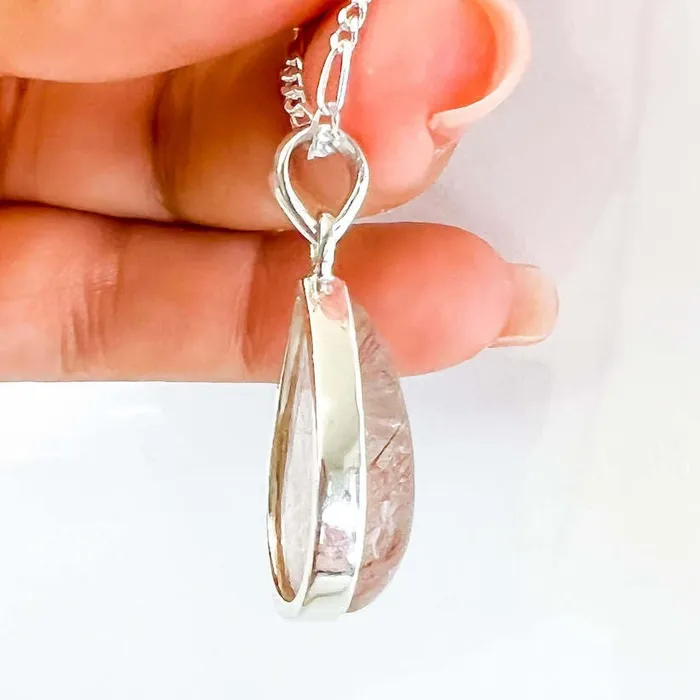 Magic Crystals Necklaces Golden Rutilated Quartz Sterling Silver Necklace