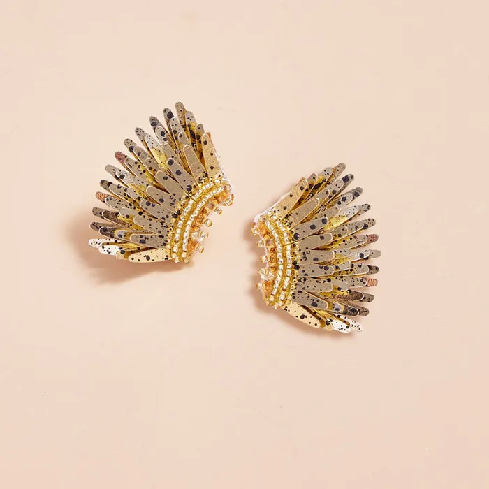 Micro Madeline Earrings Black Antique Gold Splatter Mignonne Gavigan Earrings Micro Madeline Earrings Black Antique Gold Splatter Mignonne Gavigan Earrings